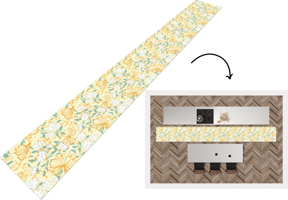 KitchenYeah Keukenloper - Keukenmat - Bloemen - Zomer - Patronen - 480x60 cm - Keuken vloerkleed Multicolor
