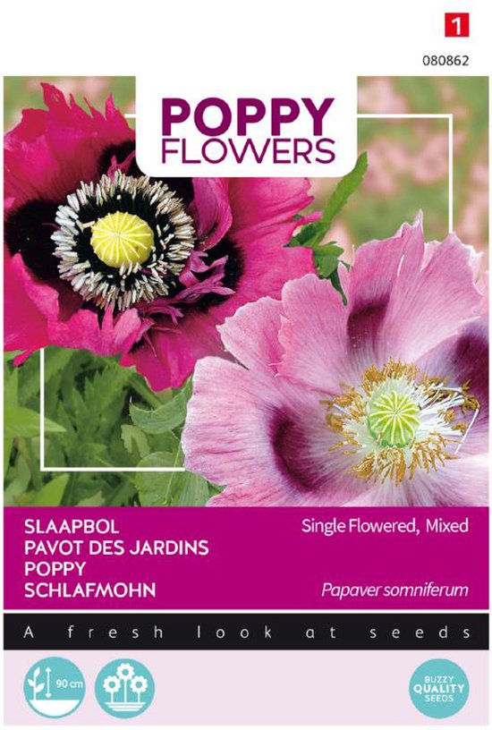 Buzzy Poppy Flowers - Slaapmutsjes Dubbelbl. Gemengd - Bloemenzaden - 1