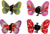 4 Haarklemmetjes met gekleurde vlinders - 3 cm