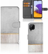 Smartphone Hoesje Geschikt voor Samsung Galaxy A22 4G | M22 Magnet Case Cadeau voor Vader Wood Concrete