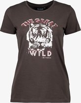 TwoDay dames T-shirt met tijgerkop - Grijs - Maat L