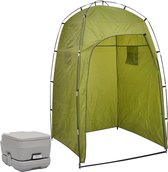 vidaXL Campingtoilet met tent draagbaar 10+10 L groen