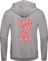 Hoodie grijs S - Make love not war - soBAD. | Hoodie unisex | Hoodie dames | Hoodie Heren | Sweater