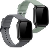 kwmobile 2x armband voor Huami Amazfit GTS / GTS 2 / GTS 2e / GTS 3 - Bandjes voor fitnesstracker in grijs / pastelgroen