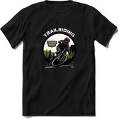 Trailriding T-Shirt | Mountainbike Fiets Kleding | Dames / Heren / Unisex MTB shirt | Grappig Verjaardag Cadeau | Maat 3XL