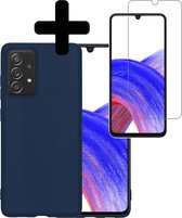 Samsung A33 Hoesje Met Screenprotector - Samsung Galaxy A33 Case Cover - Siliconen Samsung A33 Hoes Met Screenprotector - Donker Blauw