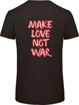 T-shirt zwart XL - Make love not war - soBAD.