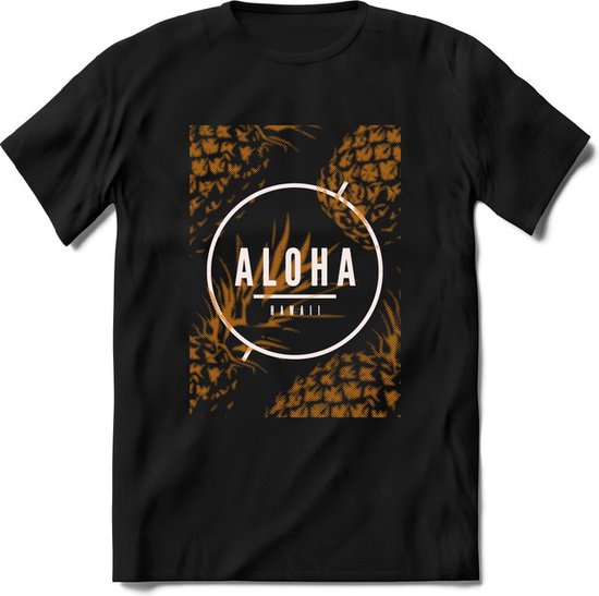 Aloha Hawaii | TSK Studio Zomer Kleding  T-Shirt | Goud | Heren / Dames | Perfect Strand Shirt Verjaardag Cadeau Maat S