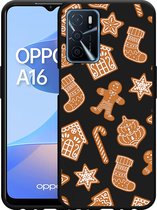 Oppo A16 / A16s Hoesje Zwart Christmas Cookies - Designed by Cazy
