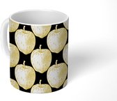 Mok - Koffiemok - Goud - Appel - Black and Gold - Patronen - Mokken - 350 ML - Beker - Koffiemokken - Theemok