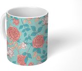 Mok - Koffiemok - Rozen - Patronen - Bloemen - Mokken - 350 ML - Beker - Koffiemokken - Theemok