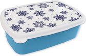 Lunch box Blauw - Lunch box - Boîte à pain - Flocon de neige - Hiver - Motif - 18x12x6 cm - Enfants - Garçon