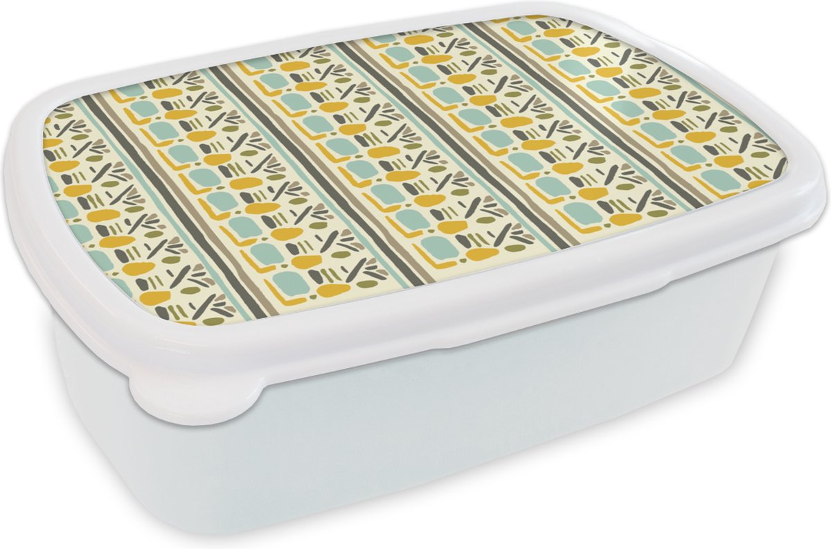 Broodtrommel Wit - Lunchbox - Brooddoos - Inca - Patronen - Abstract - 18x12x6 cm - Volwassenen