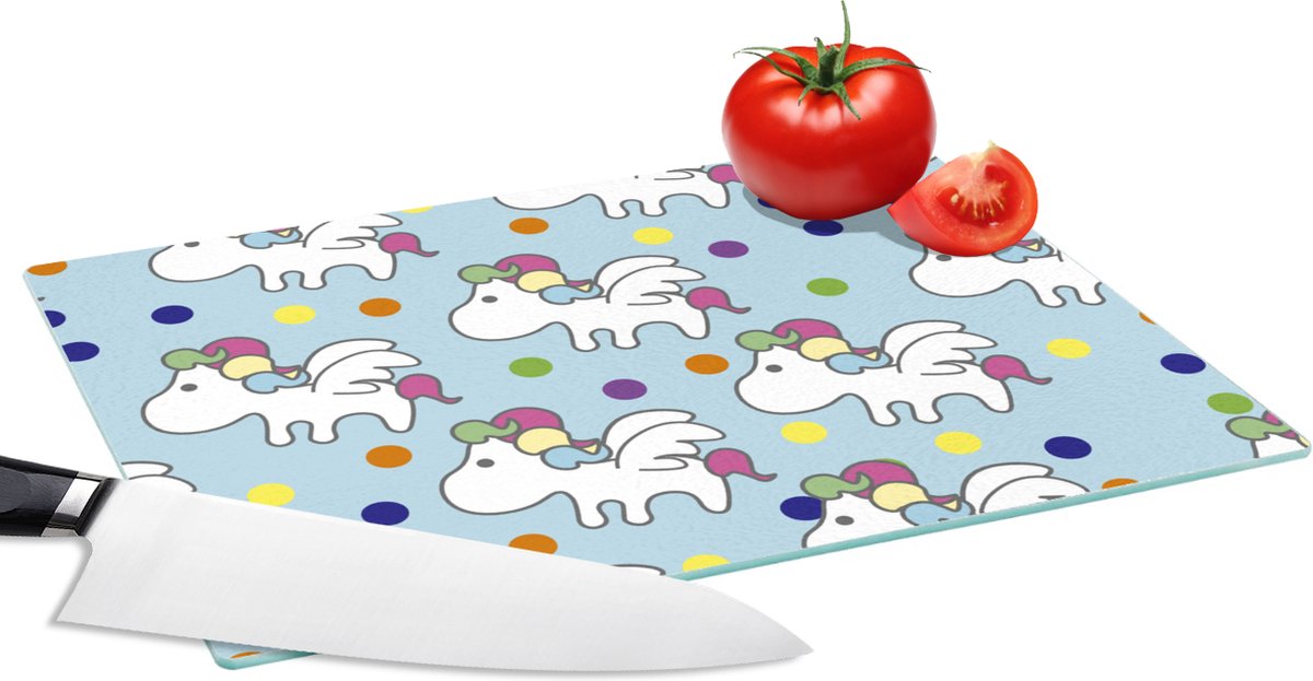 Glazen Snijplank - 28x20 - Unicorn - Patronen - Kind - Snijplanken Glas