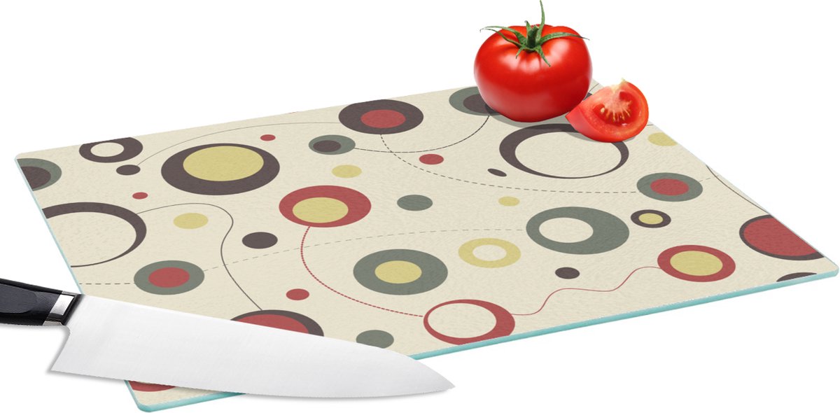 Glazen Snijplank - 39x28 - Cirkel - Lijn - Design - Snijplanken Glas