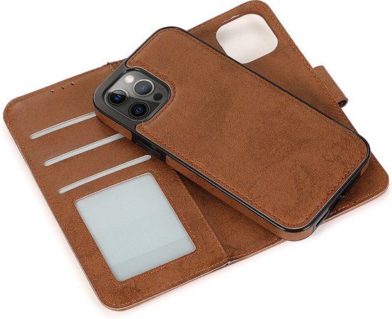 Mobiq - Magnetische 2-in-1 Wallet Case iPhone 12 / 12 Pro - bruin