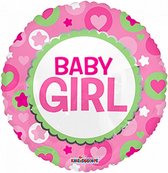 folieballon baby girl meisjes 18 cm roze/wit