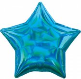 folieballon Holografische ster 45 cm blauw