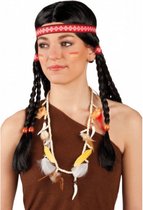 ketting met veren indiaan 90 cm beige
