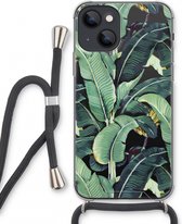 Case Company® - iPhone 13 mini hoesje met Koord - Bananenbladeren - Telefoonhoesje met Zwart Koord - Extra Bescherming aan alle Kanten en Over de Schermrand