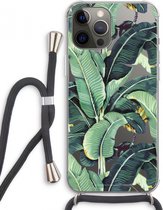 Case Company® - iPhone 12 Pro Max hoesje met Koord - Bananenbladeren - Telefoonhoesje met Zwart Koord - Extra Bescherming aan alle Kanten en Over de Schermrand