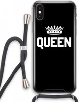 Case Company® - iPhone XS hoesje met Koord - Queen zwart - Telefoonhoesje met Zwart Koord - Extra Bescherming aan alle Kanten en Over de Schermrand