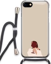 Case Company® - iPhone SE 2020 hoesje met Koord - I drink wine - Telefoonhoesje met Zwart Koord - Extra Bescherming aan alle Kanten en Over de Schermrand