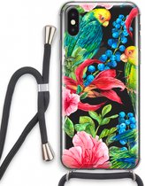 Case Company® - iPhone XS hoesje met Koord - Papegaaien - Telefoonhoesje met Zwart Koord - Extra Bescherming aan alle Kanten en Over de Schermrand