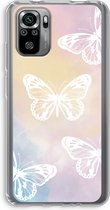 Case Company® - Xiaomi Redmi Note 10S hoesje - White butterfly - Soft Cover Telefoonhoesje - Bescherming aan alle Kanten en Schermrand