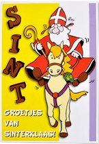 ansichtkaart sinterklaas 10 x 15 cm geel karton