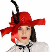 bolhoed jaren 20 dames polyester/veren rood