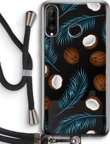 Case Company® - Huawei P30 Lite hoesje met Koord - Kokosnoot - Telefoonhoesje met Zwart Koord - Bescherming aan alle Kanten en Over de Schermrand