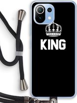 Case Company® - Xiaomi Mi 11 Lite hoesje met Koord - King zwart - Telefoonhoesje met Zwart Koord - Bescherming aan alle Kanten en Over de Schermrand