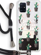 Case Company® - Samsung Galaxy A51 4G hoesje met Koord - Cactus quote - Telefoonhoesje met Zwart Koord - Bescherming aan alle Kanten en Over de Schermrand