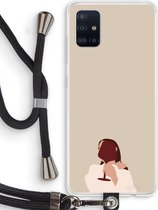 Case Company® - Samsung Galaxy A51 4G hoesje met Koord - I drink wine - Telefoonhoesje met Zwart Koord - Bescherming aan alle Kanten en Over de Schermrand