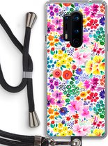 Case Company® - OnePlus 8 Pro hoesje met Koord - Little Flowers - Telefoonhoesje met Zwart Koord - Bescherming aan alle Kanten en Over de Schermrand