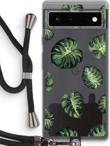 Case Company® - Google Pixel 6 hoesje met Koord - Tropische bladeren - Telefoonhoesje met Zwart Koord - Bescherming aan alle Kanten en Over de Schermrand