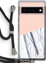 Case Company® - Google Pixel 6 Pro hoesje met Koord - A touch of peach - Telefoonhoesje met Zwart Koord - Bescherming aan alle Kanten en Over de Schermrand