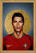 JUNIQE - Poster met houten lijst Football Icon - Cristiano Ronaldo