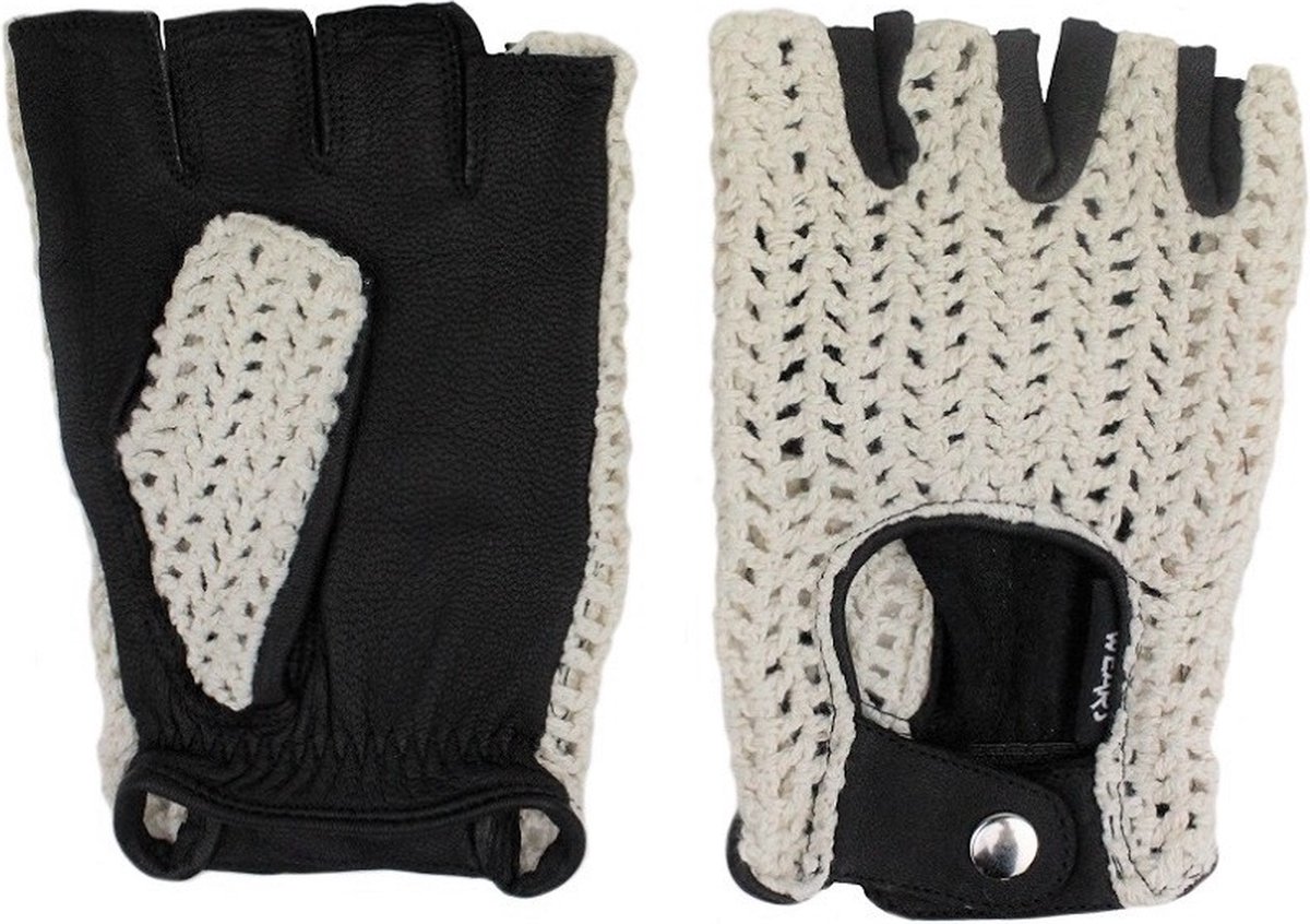 Swift vintage vingerloze crochet leren motor & autohandschoenen | dames & heren | zwart | maat XL