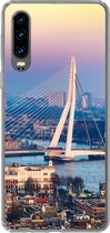 Geschikt voor Huawei P30 hoesje - Rotterdam - Skyline - Zonsondergang - Siliconen Telefoonhoesje