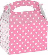 cadeauverpakking harten junior papier 12 x 15 cm roze/wit