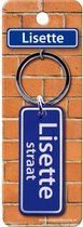 sleutelhanger straatnaam Lisette 9 cm staal blauw