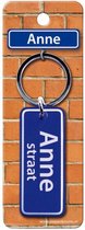 sleutelhanger straatnaam Anne 9 cm staal blauw