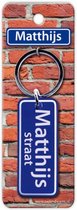 sleutelhanger straatnaam Matthijs 9 cm staal blauw