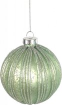 kerstbal Oliva 8 cm glas lichtgroen