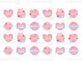Bedank stickers romantische hartjes - thank you stickers - handmade stickers - uitdeelstickers - felicitatie stickers - handmade with love 48 stuks