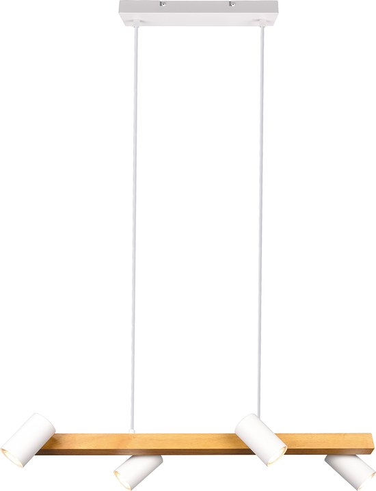 LED Hanglamp - Trion Milona - GU10 Fitting - 4-lichts - Rond - Mat Bruin/Wit - Aluminium