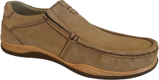 Chaussures homme - Chaussures mocassins - Mocassins confort homme - Fait main 220-1 - Cuir véritable - Camel 42