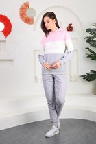 Survêtement femme - Vêtements de Sport - Survêtement - Survêtement - Survêtement domicile - 2 Pièces - Rose clair, blanc, gris - Taille 3XL